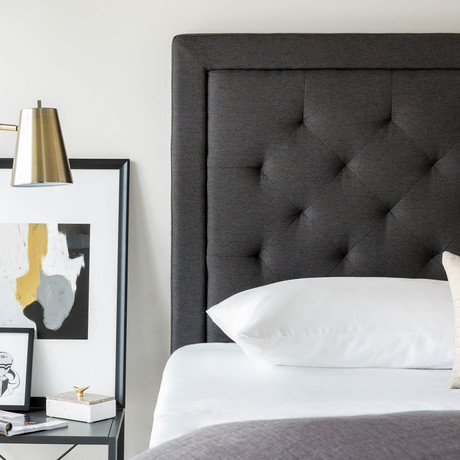 Rectangle Diamond Tufted Upholstered Headboard // Charcoal (Twin/Twin XL)