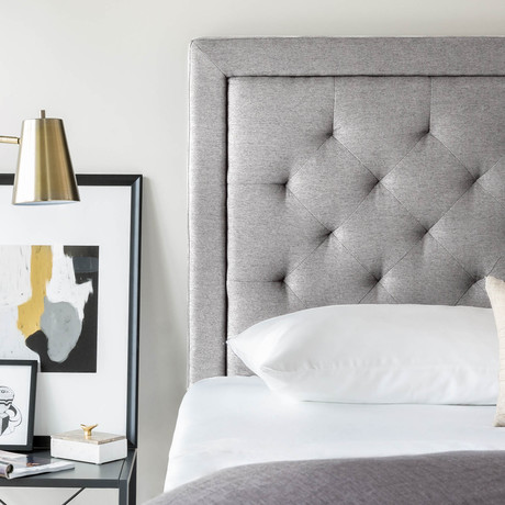 Rectangle Diamond Tufted Upholstered Headboard // Stone (Twin/Twin XL)