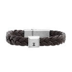 Braided Leather Bracelet // Brown // 8"
