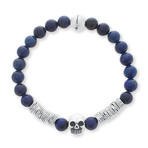 Skull Beaded Stretch Bracelet // Blue Lapis