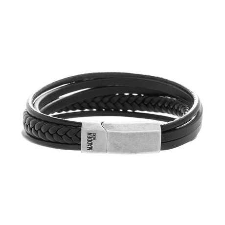 Multi-Stranded Braided Leather Bracelet // Black