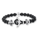 Anchor Beaded Bracelet // Black Lava