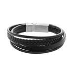 Multi-Stranded Braided Leather Bracelet // Black