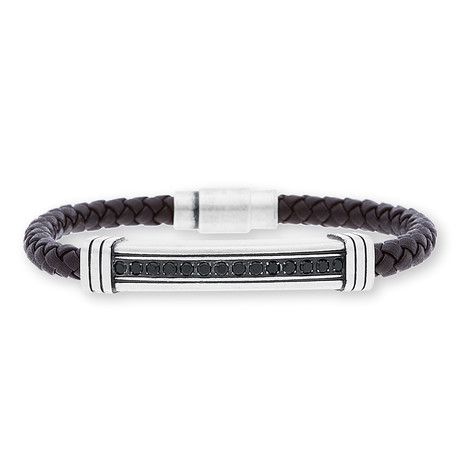 Bar Leather Bracelet // Black // 8"