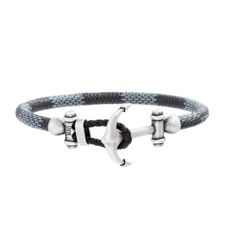 Woven Leather Cord // Blue