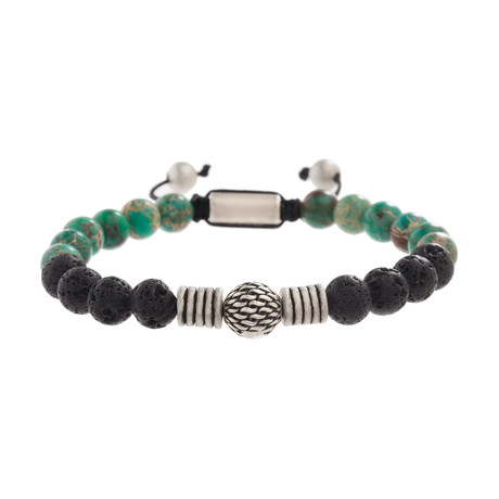 Beaded Adjustable Bracelet // Chrysocolla