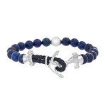 Polished Anchor Beaded Bracelet // Lapis // 8"