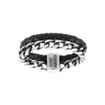 Double Stranded Leather + Curb Chain Ring (Size 9)