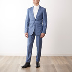 Bella Vita // Slim Fit Suit // Medium Blue Sharkskin (US: 36R)