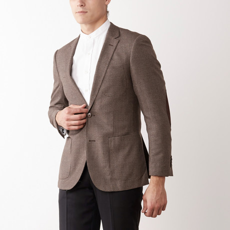 Bella Vita // Slim Fit Tweed Suit // Brown (US: 36S)