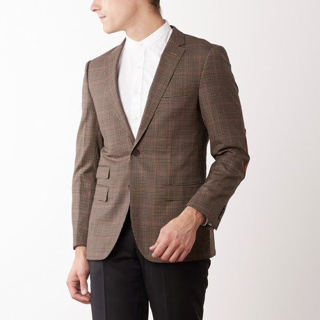 Slim Fit Houndstooth Window Suit // Brown (US: 36S)