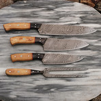 Damascus Chef Knife Set // 4 Piece Set