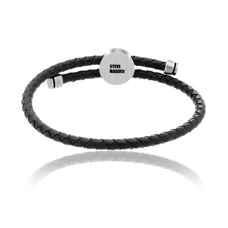 Black Adjustable Braided Leather Bracelet