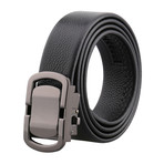 Stephan Adjustable Buckle Leather Belt // Black + Gunmetal