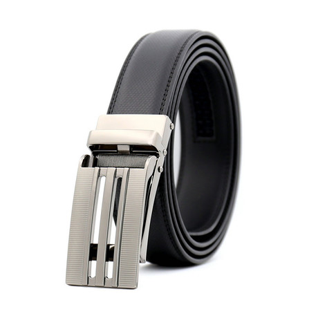 Horton Adjustable Buckle Leather Belt // Silver