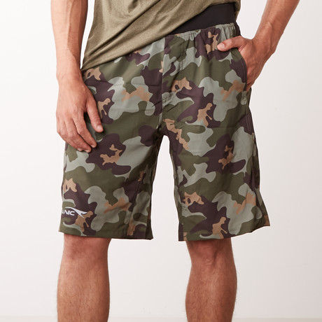 Lighweight Gym Shorts // Camo Green (XS)