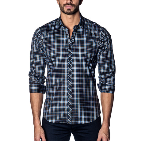 Long Sleeve Shirt // Brown + Blue Multi Check (XS)
