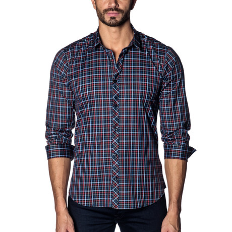 Long Sleeve Shirt // Red + Blue Multi Check (XS)