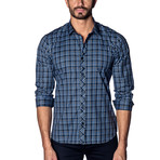 Long Sleeve Shirt // Navy + Blue Multi Check (XL)