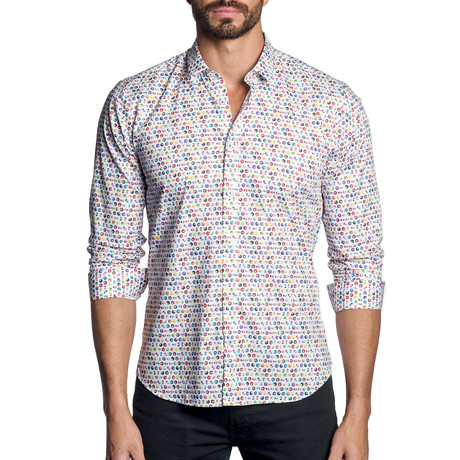 Long Sleeve Shirt // White Multi Print (XS)