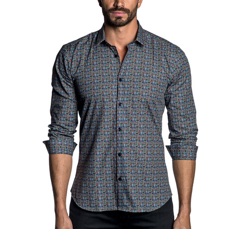 Long Sleeve Shirt // Grey Geometric (S)
