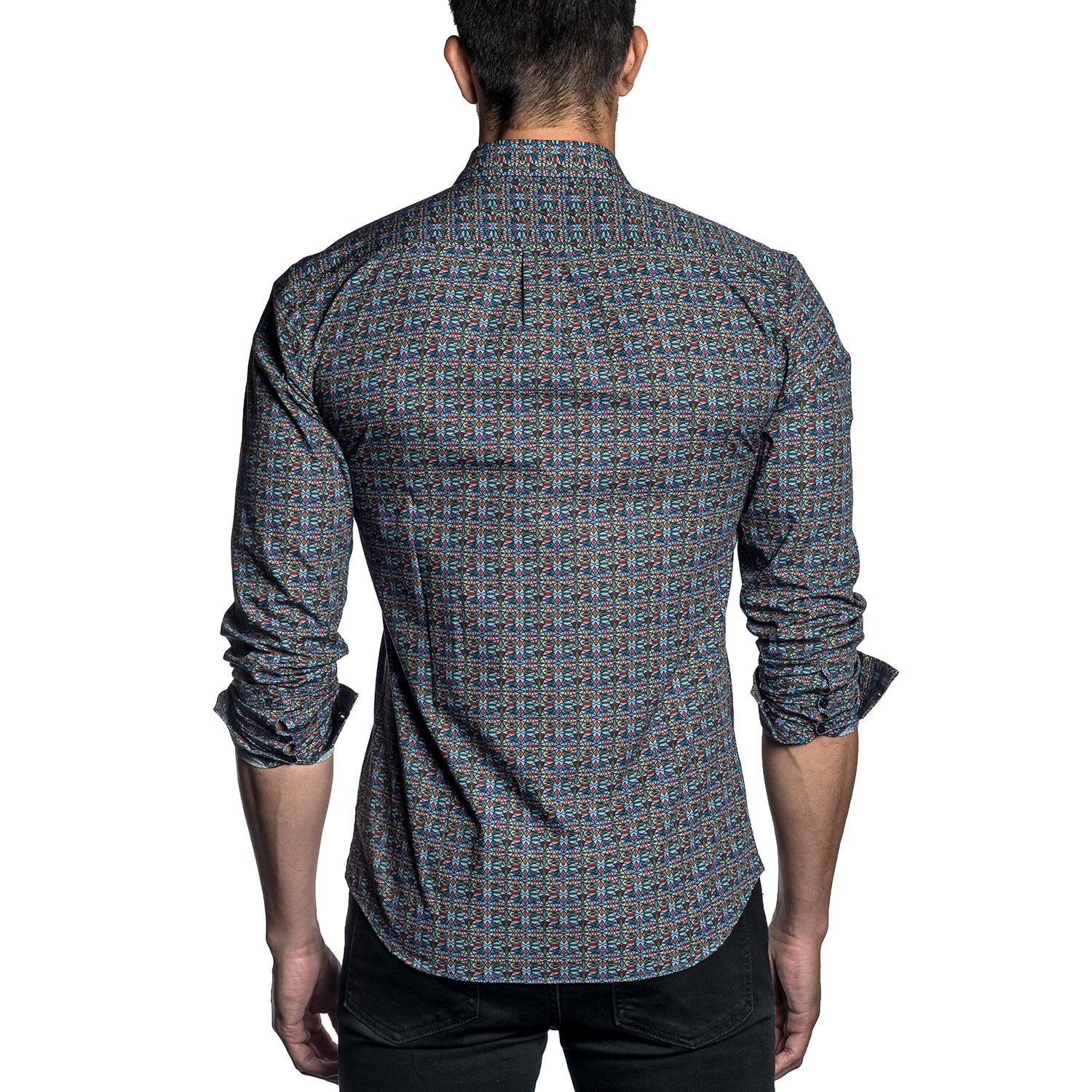 Long Sleeve Shirt // Grey Geometric (XL) - Jared Lang - Touch of Modern