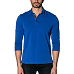Long Sleeve Knit Polo // Blue (XL)