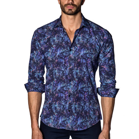 Woven Button-Up // Navy Print (S)