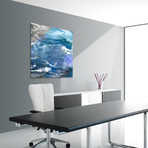 Glistening Tide B // Frameless Free Floating Tempered Glass Panel