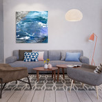 Glistening Tide B // Frameless Free Floating Tempered Glass Panel