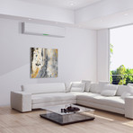 Bands of Gold A // Frameless Free Floating Tempered Glass Panel