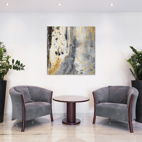 Bands of Gold A // Frameless Free Floating Tempered Glass Panel