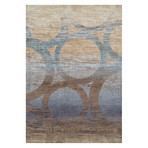 Wellington // Eroded Circles // Brown + Blue Area Rug (5'3 x 7'7)