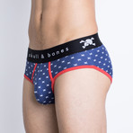 Skull Ditsy Brief // Tiny Skull 4th of July (M)