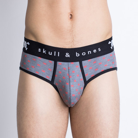 Signature Skull Brief // Heather Gray Tiny Skull (S)