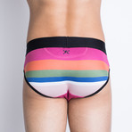 Rainbow Brief // Paddle Pink Stripe (M)