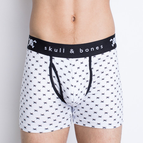 Signature Skull Boxer Brief // White Tiny Skull (S)