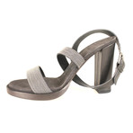 Women's Leather Open Toe Strappy Heels // Gray (Euro: 36.5)