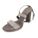 Women's Leather Open Toe Strappy Heels // Gray (Euro: 36.5)