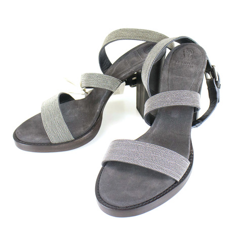 Women's Leather Open Toe Strappy Heels // Gray (Euro: 35)