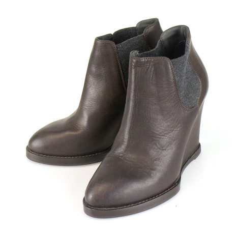 Women's Leather Wedge Heels // Brown (Euro: 35)