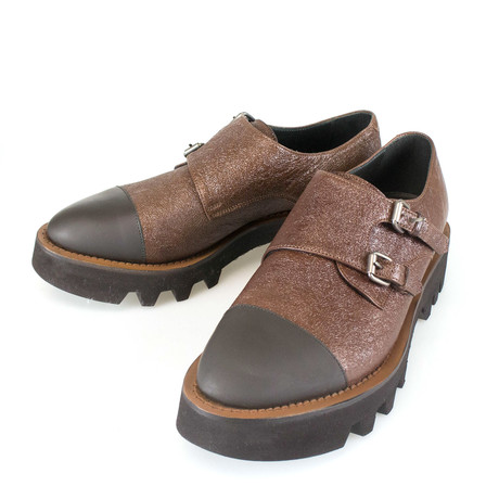 Women's Leather Double Monkstrap // Brown (Euro: 35)