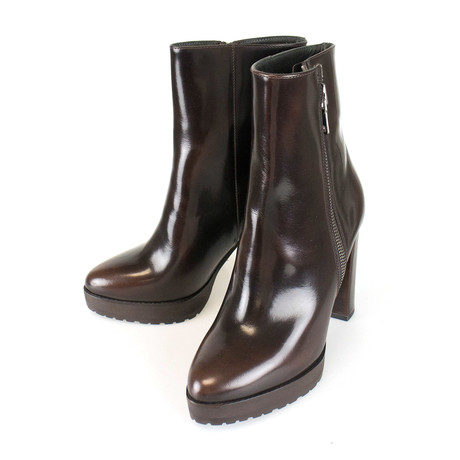 Women's Patent Leather Booties // Brown (Euro: 35)