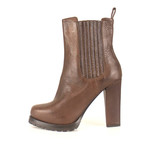 Women's Leather Booties Boots // Brown (Euro: 38)