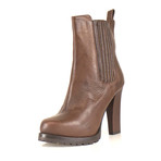 Women's Leather Booties Boots // Brown (Euro: 38)