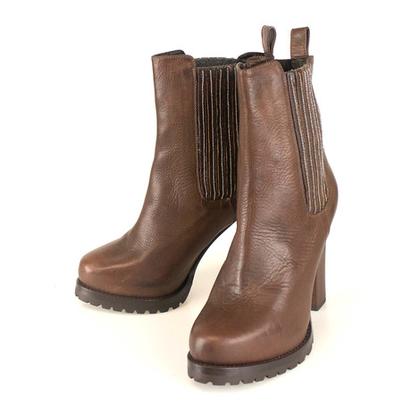 Women's Leather Booties Boots // Brown (Euro: 35)