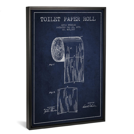 Toilet Paper Navy Blue Patent Blueprint // Aged Pixel (26"W x 18"H x 0.75"D)