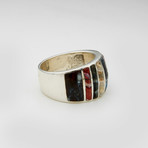 Mens Ring // Natural + Red + Blue + White (10)