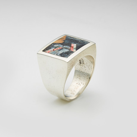 Mens Ring // Blue + Red + White (10)