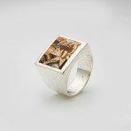 Mens Ring // Brown + White (9.5)
